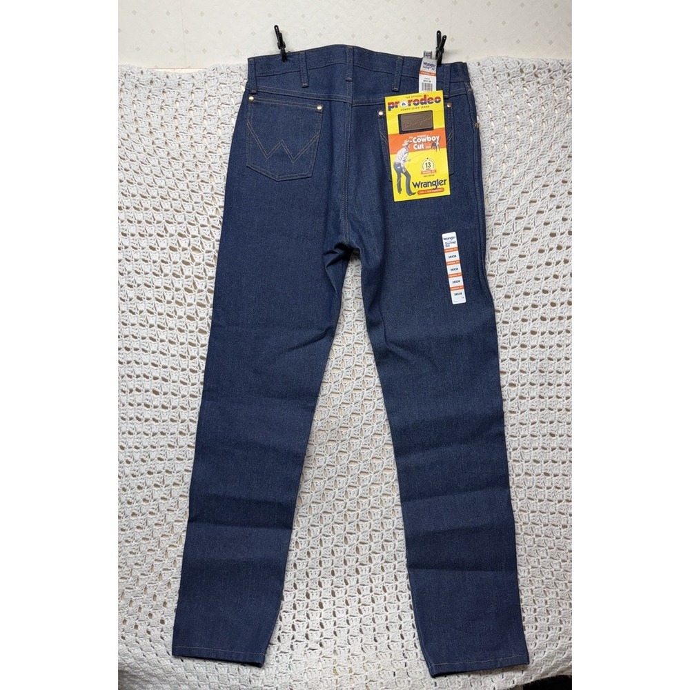 Wrangler Western Jeans Mens 36x36 Blue Denim Pro Rodeo Original Cowboy Cut 13MWZ
